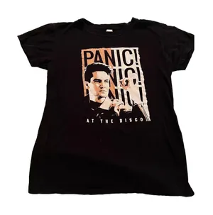 Tultex Panic At The Disco Brendon Urie T-Shirt Women's L Short Sleeve Graphic Black thumbnail 1