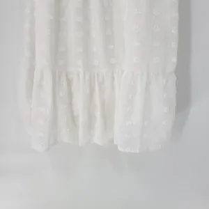 Kandra Womens Dress Medium White Smocked Flutter Sleeve Swiss Dot Flowy Midi NEW thumbnail 10