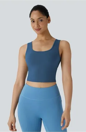 Halara Electric Blue U Neck Crossover Barre Ballet Tank Top Small NWT thumbnail 1