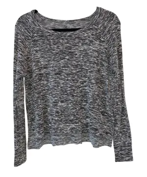American Eagle Marled‎ Black & White Textured LS Top thumbnail 1