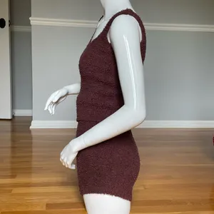 SKIMS Cozy Knit Garnet Brown Shorts & Cami Lounge Set XXS/XS thumbnail 2