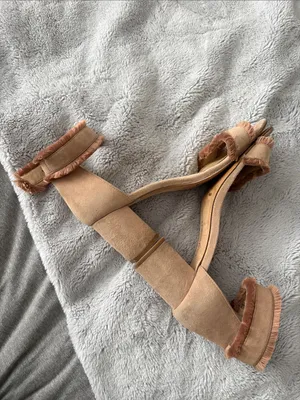 VGC Sole Society Tan Suede Fringe Ankle-Strap Block Heels SIZE 9.5 (41) thumbnail 8