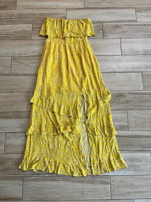 Womens Zattcas Yellow Floral Strapless Maxi Dress - M thumbnail 1