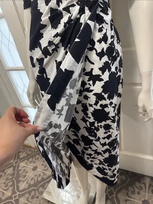 Christopher John Rogers 100% Cotton Black & White Puff-Sleeve Midi Dress Size 4 thumbnail 9