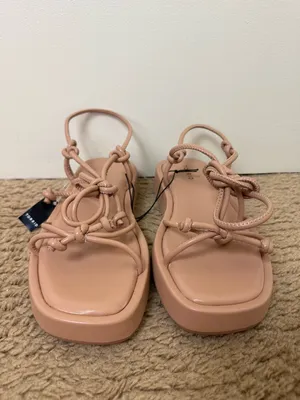 Torrid Tie Ankle Strappy Flatform Sandals in Camel NWT Size 8WW thumbnail 3