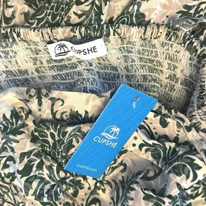 Cupshe NEW Royal Rendezvous Ornate Maxi Dress Womens M Green Smocked Tie Back thumbnail 6