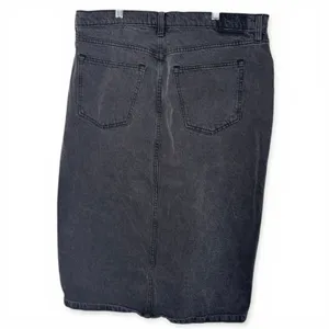 Abercrombie & Fitch Black Denim Knee Length Skirt Front Slit High Rise 32W 14 thumbnail 3