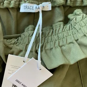 Grace Karin Paperbag Waist Pants Olive‎ Green Tie Belt Cropped Ankle Leg L NWT thumbnail 4
