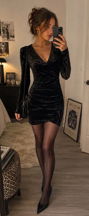 Nordstrom Tea & Cup Long Sleeve Velvet Dress thumbnail 1
