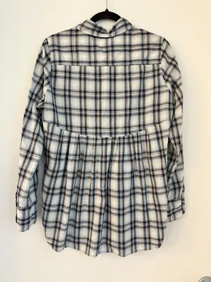 Free People Plaid Western Floral Accent Button Up Tunic Top Boho Preppy Size 12 thumbnail 7