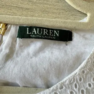 Lauren Ralph Lauren White Cotton Voile Floral Eyelet Long Sleeve Dress‎ Boho thumbnail 11