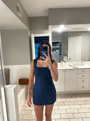 French Connection Navy Birdie Square Neck Minidress thumbnail 4