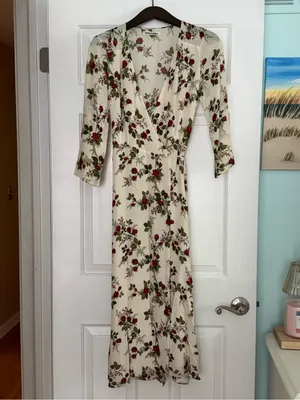 Reformation Allesandra Wrap Dress in Rose Print thumbnail 2