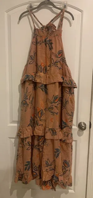 Free People Anita Printed Tiered Ruffle Halter Maxi Dress thumbnail 1