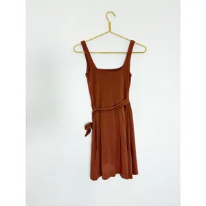 Aritzia Wilfred Saturn Mini Dress Size XS Brown Wrap Stretch Preppy Minimalist thumbnail 12