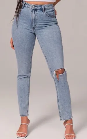 Abercrombie & Fitch Curve Love The Skinny High Rise Blue Wash‎ Size 37/24 Short thumbnail 1
