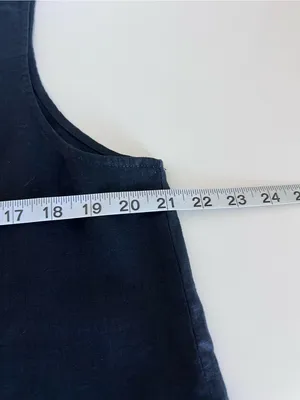 Quince Women's 100% European Linen‎ Sleeveless Swing Dress Black Pleated Summer thumbnail 7