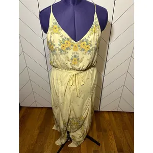 Urban Outfitters Yellow Floral Handkerchief Spaghetti Strap Midi Dress Large thumbnail 2