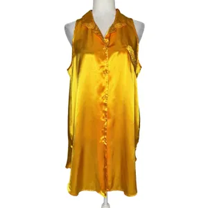 Vintage Stefanie Lingerie Slip‎ Dress L Chemise Button Golden Yellow Hong Kong thumbnail 3