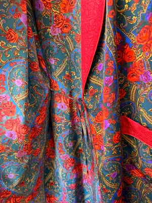 Vintage Victoria's Secret Kimono Robe Gold Label Red Floral 90s Lingerie thumbnail 5