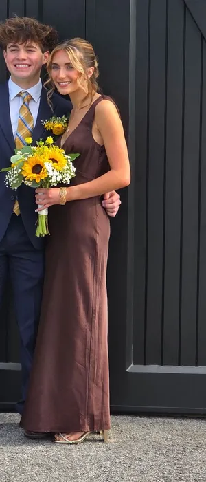 Silk Brown Prom Dress Size XS thumbnail 1