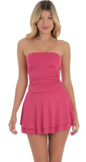 Lucy in the Sky Pink Mini Strapless Dress thumbnail 1