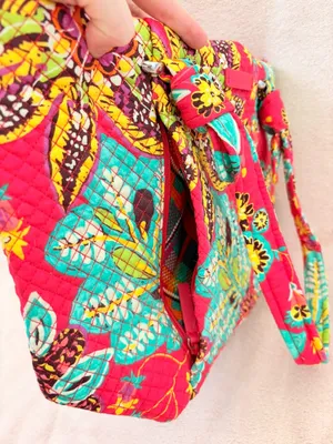 Vera Bradley Hadley East West Rumba Red Leafy Floral Large Zip Tote Shoulder Bag thumbnail 3