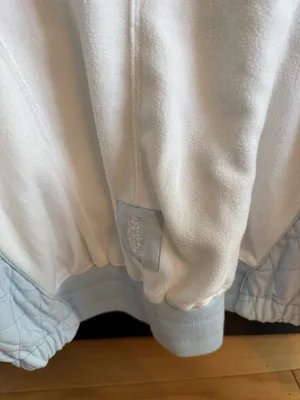 Free People Cream Fleece Hoodie with Light Blue Drawcords thumbnail 10