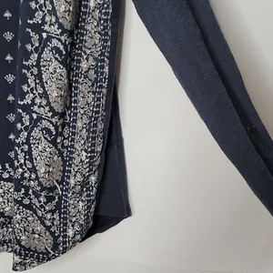 Lucky Brand long sleeve blue half button down boho paisley top size Medium thumbnail 4