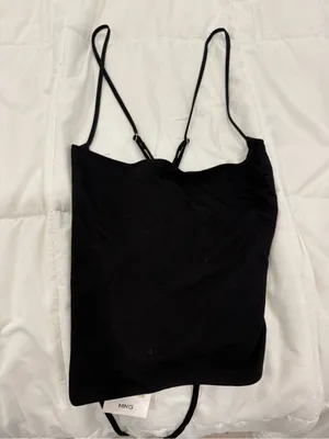 Mango Black Cowl Neck Cropped Camisole thumbnail 3