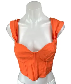 NEW Hello Molly Orange Sleeveless Cami Camisole Corset Bustier Crop Tank Top 6 thumbnail 1