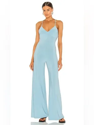 NORMA KAMALI x REVOLVE Slip Low Back Jersey Jumpsuit in Powder Blue Sz. XS thumbnail 5