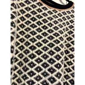 Diamond Pattern Sweater‎ Crewneck Pullover Knitwear Neutral Tones Cozy Chic thumbnail 3