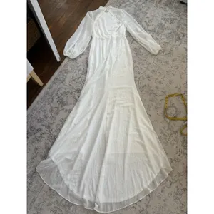 Lulus Graceful Love White Long Sleeve Backless Mermaid Maxi Dress Size Small thumbnail 4