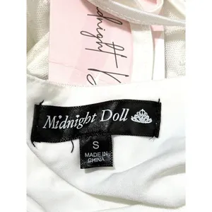 Midnight Doll White Pearl Beaded Midi Dress Small Open Back Rush Birthday thumbnail 8