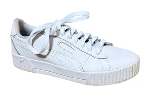 PUMA Women's Carina Low Top Athletic Trainers Sneaker‎ White Size 8.5” thumbnail 1