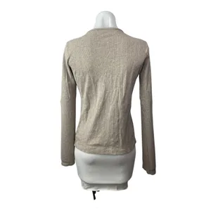 Brandy Melville Beige Crew Neck Long Sleeve Button Down Cardigan Sweater Top M/L thumbnail 4