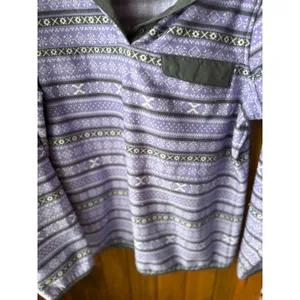 Jachs‎ Classic Womens Fleece Pullover Purple Fair Isle Print Snap Neck Size M thumbnail 4