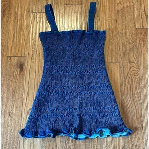 Urban Outfitters denim smocked mini dress size 6 thumbnail 10