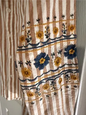 Driftwood Laura Button Down with Embroidered Sleeves thumbnail 3