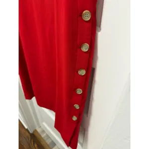 Ann Taylor plus size Red Side Button Sheath Dress Short Sleeve Scoop Neck Lined‎ thumbnail 3
