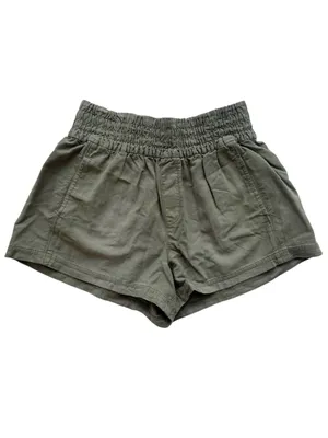 Aerie Babewatch High Waisted Pull-On Shorts size M Olive Green thumbnail 3