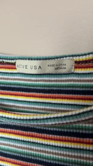 Just USA Striped Ribbed Crop Top thumbnail 4