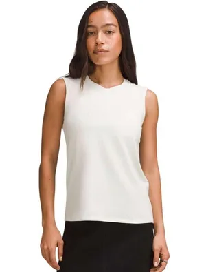 Lululemon Organic Cotton Crewneck Tank Top Size Large Bone thumbnail 1