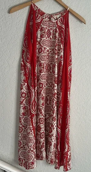 Max Studio Handkerchief Halter Dress Orange Boho Summer Aztec Resortwear thumbnail 1