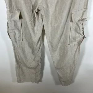 Massimo Dutti Linen Blend Tan Cargo Leg Sz 10 Pants‎ High Waist Resort Vacation thumbnail 7