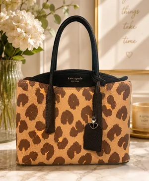 Kate Spade New York Medium Margaux Leopard Print Leather Satchel - Brown EUC thumbnail 1