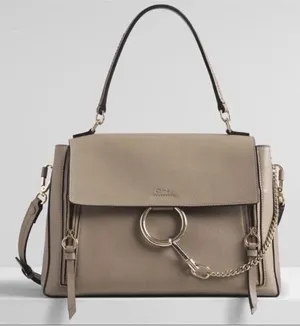 Chloé Faye Leather Crossbody Day Bag Purse Motty Grey thumbnail 1