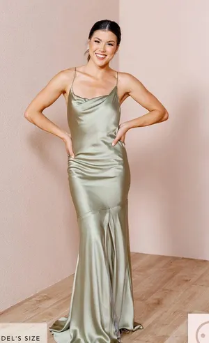 Satin Formal Dress Silver Size 0 thumbnail 1