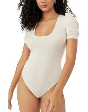 FREE PEOPLE So Fresh Modal Blend Bodysuit Top,‎ Ivory, Medium, (8/10) NWT thumbnail 1